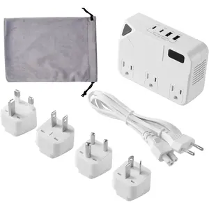VEVOR Voltage Converter, 220V to 110V, International Universal Travel Adapter with 4 USB Ports (2 USB C), 3 AC Sockets, Plug Power Adapter, Step Down Transformer Outlet Converter, for EU UK AU US