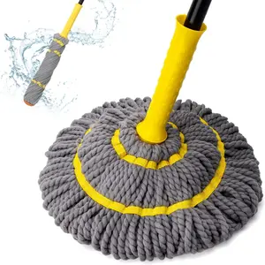 Self Wringing Twist Mop, Wet Mop for Floor Cleaning With 57 in Long Handle, Heavy Duty Floor Mop for Hardwood, Vinyl, Tile, Marble, Laminate in Home, Office, Kitchen, Gray