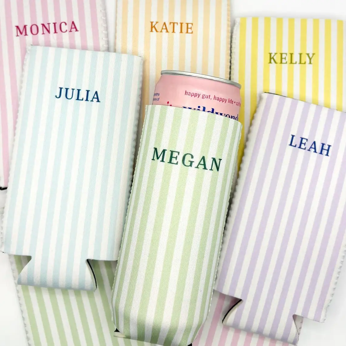 Monogrammed Slim Can Cooler Personalized Name Bachelorette Favor Grandmillennial Skinny Can Cooler Custom Bridal Party Gift Bridesmaid Idea - scs18856