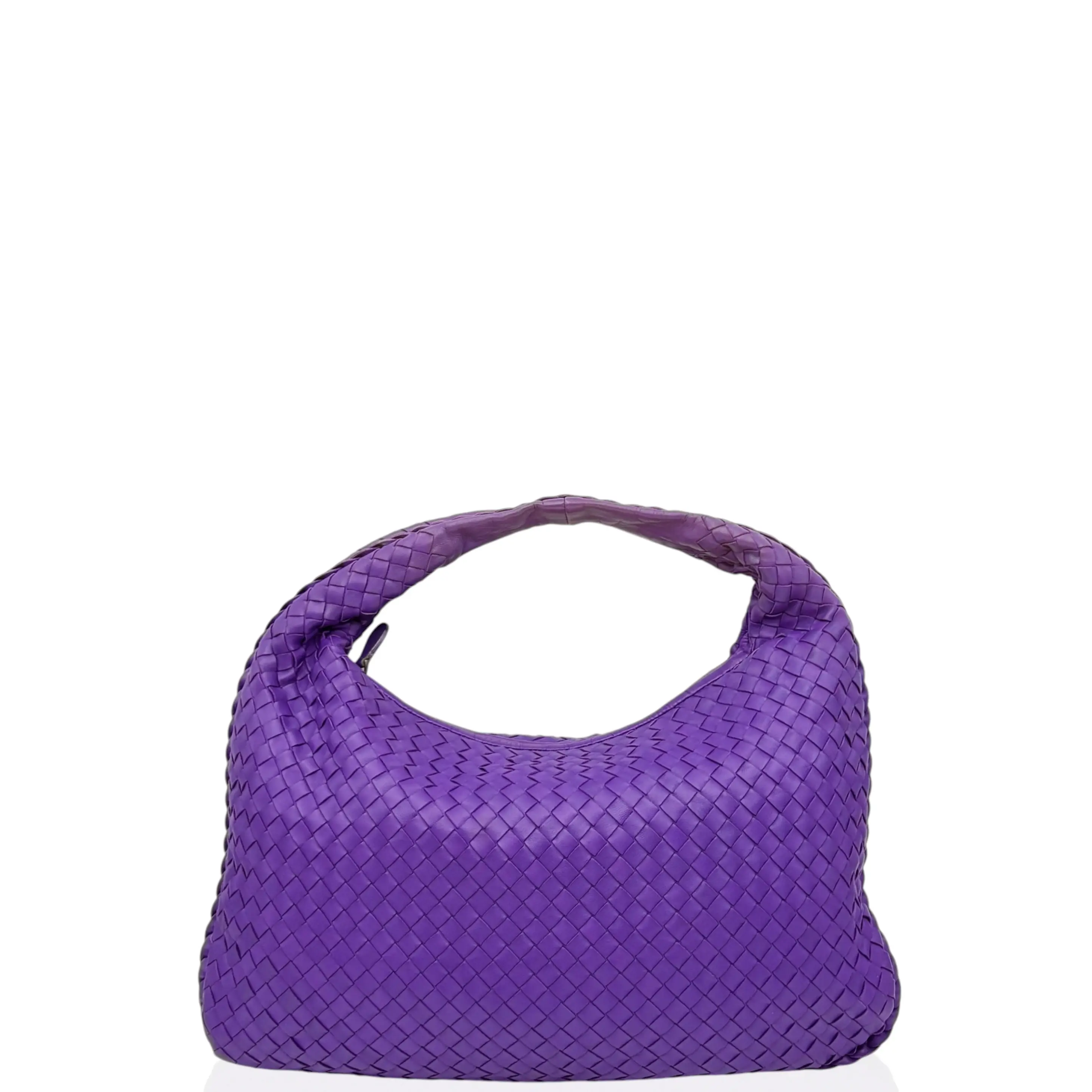 Pre-owned BOTTEGA VENETA Leather Shoulder Bags Hobo Lambskin Intrecciato Nappa Purple (qy040126e1)