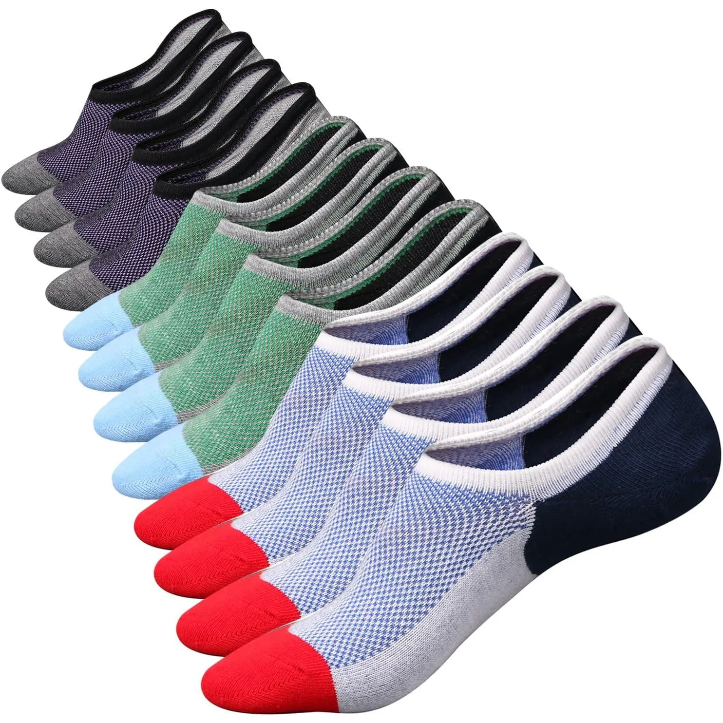 Mens No Show Socks Low Cut Ankle Durable Anti-Slip 6 Pairs Casual Invisible Sock Plus Size12-14