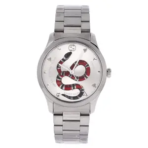 Pre-owned Gucci G-Timeless Kingsnake Quartz Watch Stainless Steel 38 by Rebag