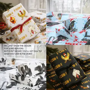 F-Caw-F Chicken Wrapping Paper Gift Wrap with Clear Message for Bold Statements and Versatile Gifting Needs