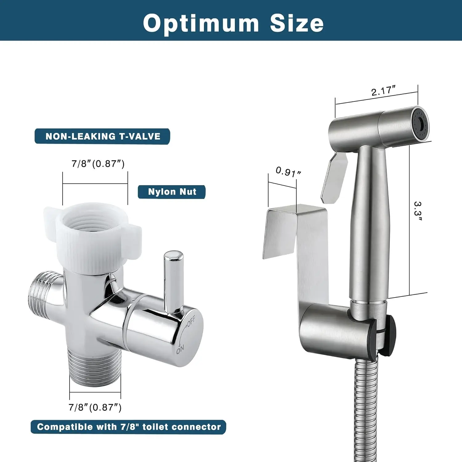 Handheld body wash basin spray, suitable for toilet kit, stainless steel shower toilet body wash basin faucet accessory kit, with T-valve, adjustable water pressure, toilet hose spray, baby cloth and diaper spray
