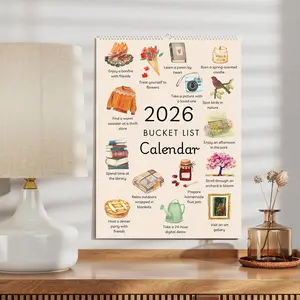 Elegant 2026 Wall Calendar, Bucket List Wish List Planner, Ideal for Home Use, Daily Schedule Organizer, New Year Gift Idea