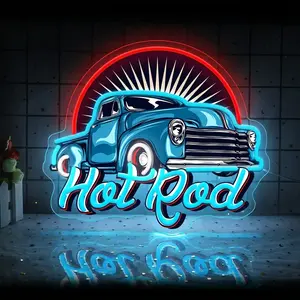 Hot Rod Neon Signs Garage LED Neon Car Garage Neon Light for Wall Decoration Dimmable Neon Sign Bedroom Repair Shop Man's Cave Auto Shop Workshop Garage