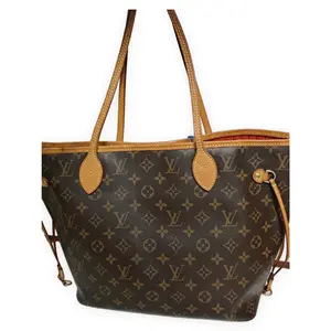 Pre-owned Louis Vuitton Monogram coated canvas with natural cowhide leather trim Tote Bags Neverfull MM Brown monogram with vachetta leather trim Very Good S014260416018
