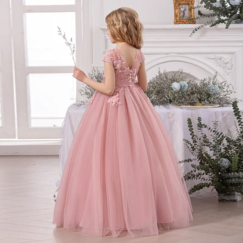 Lavender Floral Lace Flower Girl Dress, Long Puffy Tulle Ball Gown for 8-14  Years Old Girls Party Performance 23668 - TikTok Shop