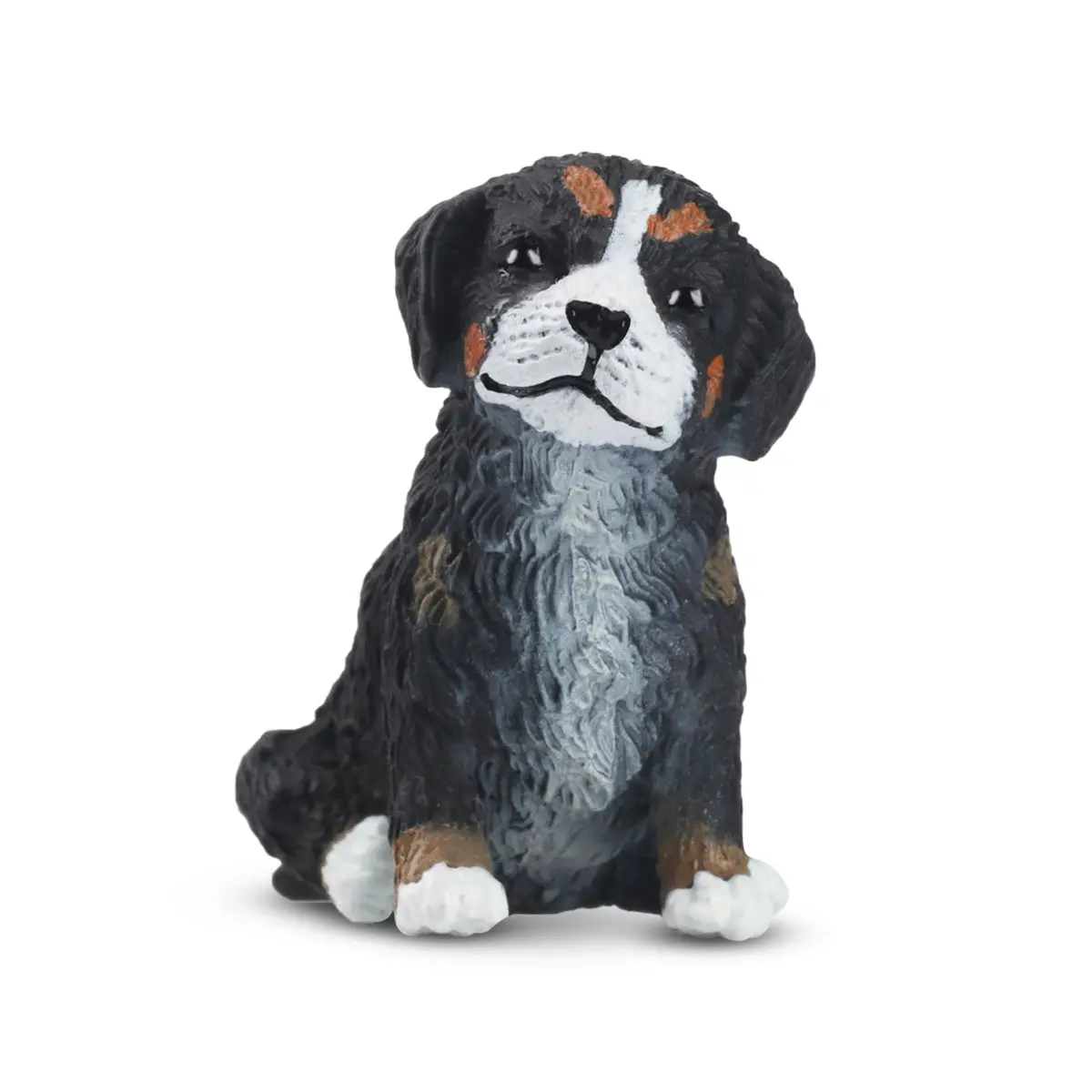 Toymany Hand-Painted Sitting Bernese Mountain Dog Puppy Figurine - Realistic Unisex Animal Toy Figurine for Early Education, Montessori Sensory Play, Cake Decor, Desk & Home Accents, Thoughtful Collectible Gifts, Figurines