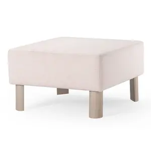 Maven Lane Lena Contemporary Upholstered Ottoman with Refined White Wood Finish