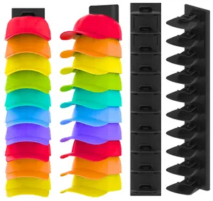 2-Pack Waterproof PVC Baseball Cap Rack - 2025 New Compact Layered Cap Organizer System with Curved Slots, Patented Clips, Strong Hold, Wall Mounting, Holds Up to 40 Hats, Home Decor for Bedrooms, Closets