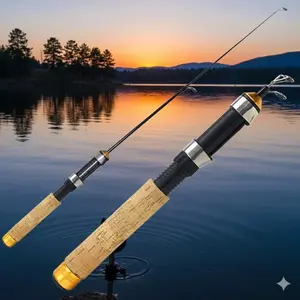 Portable Telescopic Ice Fishing Rod 25-60cm Adjustable Length, Spinning Cast Design for Shrimp & Ice Fly Fishing, Anti-Slip Grip High Sensitivity, Foldable Lightweight Gear for Winter Ice Angling.