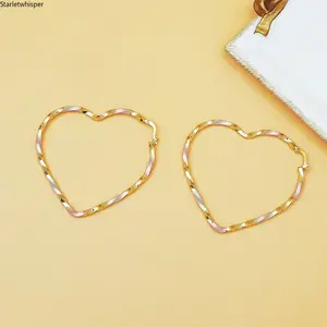 18K Gold Plated Heart Twist Hoop Earrings for Women, Minimalist Geometric Open Hoop Design, Simple Chic Korean Style Jewelry, Lightweight & Elegant for Daily Wear, Parties & Everyday Outfits
