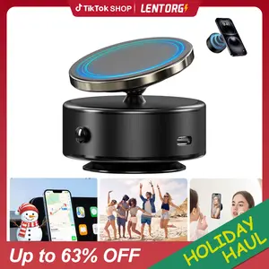 Lentorgi 360° Rotatable Car Magnetic Phone Holder, Electric Vacuum Magnetic Car Phone Holder, Car Accessories, for Windshield and Dashboard, Kitchen, Bedroom, Office, Compatible with Magsafe iPhone & Android