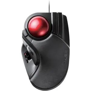 Trackball Mouse, Wired, Finger-Operated, 8-Button Function, with 52mm Smooth Red Ball and Palm Rest, Compatible with Windows11 and macOS