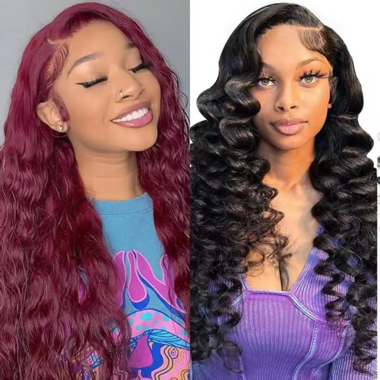 [Combo sale 24"&22"] "  2 wig" Deep Wave 13x4 Lace Front Wigs 24 Inch Human Hair Transparent Lace Frontal Human Hair Wigs 180% Density for Woman