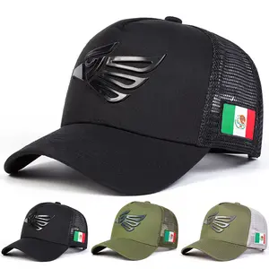 1 Men's Outdoor Mexican Eagle Baseball Cap, Fashionable Five-Panel Adjustable Mesh Hat for Casual Wear, Spring, Autumn, Travel, Beach Vacation
