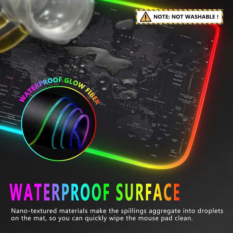 31.5"X12" Large Gaming RGB Mouse Pad with Durable Strip 11 Lighting Modes, Quality Waterproof LED Mouse Pad with Non-Slip Rubber