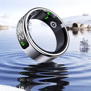 Touch Display Smart Ring  with Charging Box-1ATM Waterproof Step Health Tracker 5.2 BLE Heart Rate Blood Oxygen Monitor