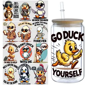 5pcs Animal UV DTF Transfer Stickers, For Libbey Glass Tumbler, Waterproof Decals, Plastic Adhesive Label For Bottles And Cups Decor Halloween decor