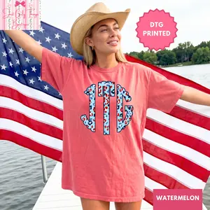 Custom Fourth of July Leopard Monogram Shirt ~ (Leave First Name Initial, Last Name Initial, Middle Name Initial in Notes at Checkout), Custom Name Shirt, Personalized Name Shirt, Custom Monogram Shirt, Leopard Monogram Shirt, Monogrammed Shirt