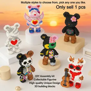 Multicolor Surprise Gift Bear 3D Puzzle Building Blocks Decoration, Home Office Bookshelf Decor, Party Living Room TV Stand Display