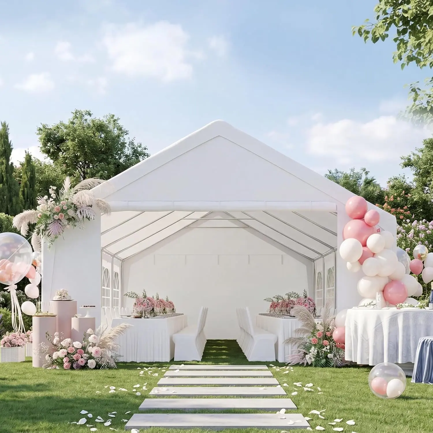 Jolydale Heavy-Duty Commercial Party Tent with Removable Sidewalls, Sturdy Frame, Waterproof, Wind Resistant, Quick Setup Outdoor Canopy for Wedding, BBQ, White