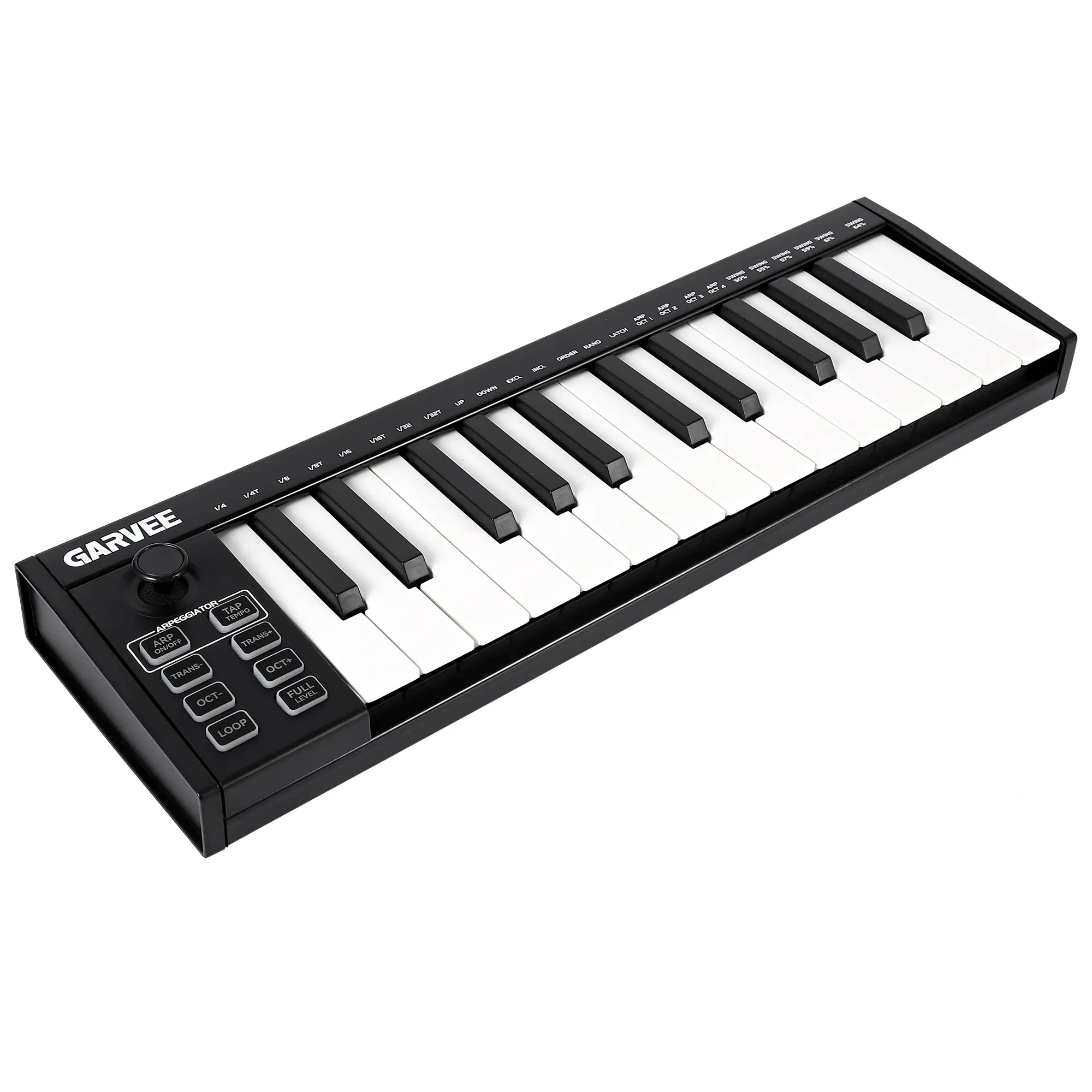 Garvee 25-Key Electronic MIDI Keyboard Controller - Portable ABS Plastic, Class-Compliant USB, Bluetooth, 8 Drum Pads, 8 Knobs, OLED Display, Digital Workstation Integration, for Beatmakers