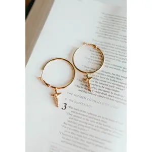 Crucifix Hoop Earrings