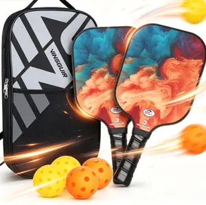 USAPA Approved Carbon Fiber Pickleball Paddles (2-Pack + 4 Balls) - Lightweight Graphite Paddles with Honeycomb Core for All Skill Levels