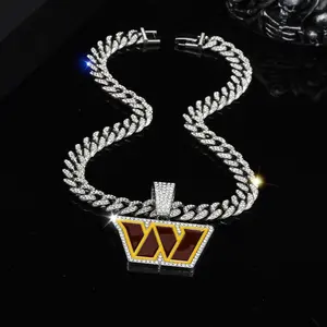Men's Hip Hop Cuban Chain Necklace with Fashion Personality Rugby Ball Pendant Jewelry