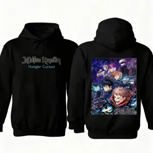 Jujutsu Kaisen Japanese Anime Pullover Hoodie Unisex Retro Design with Pockets Long Sleeved Casual Top for Men Women Spring Autumn Winter Streetwear