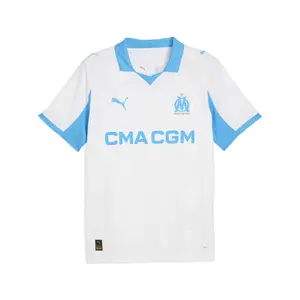 PUMA Mens Olympique De Marseille Collared Short Sleeve Jersey 2425 Casual - White