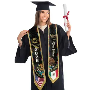 Customized Name Mexican Graduation Sash 2026, Mexican American Flag Graduation Sash, Hispanic Sash