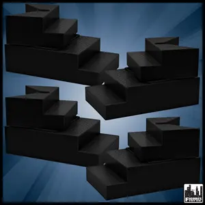 Set of 4 Deluxe Black Breakable Ring Stairs For WWE & AEW Wrestling Action Figure Rings