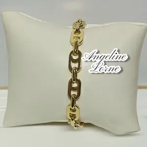 Pulsera eslabón paper clip ajustable size 7 y 8 Laminado 14k 3 Capas Oro Real Alta Calidad