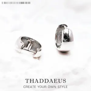 Hoop Earring Elegant Chunky Design Europe Fine Jewerly For Women Men Vintage Gift In Real 925 Sterling Silver