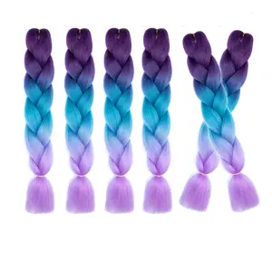 24 Inch  (6 Packs) Rainbow Braid  High Temperature Jumbo Braiding Hair Profession Crochet Colored Hair Extensions for Braiding Color Natural twist locs Kinky Curly Hair Bun Tight cosplay Wavy wave synthetic hairpiece american colorful long