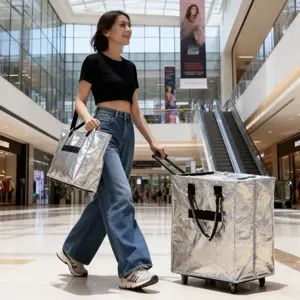 Colorful Foldable Wheel Shoulder Bag Handcart Backpack, Portable and Standalone, Fashion Item for Christmas, Halloween, Summer, Winter