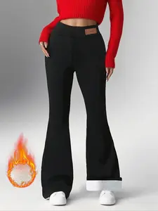 Women's Fleece Lined High Waist Slimming Leggings, Warm Winter Casual Pants, Stretchy Long Trousers, Daily Wear Essential