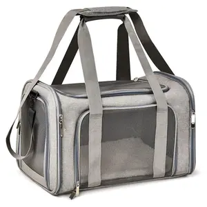 Soft-Sided Collapsible Pet Carrier Bag for Small Dogs & Cats Up to 16 lbs, Airline-Approved, Breathable Mesh Design, with Shoulder Strap & Removable Mat, Portable Pet Travel Accessory, Cat in a bag,doggy bag gift ideas