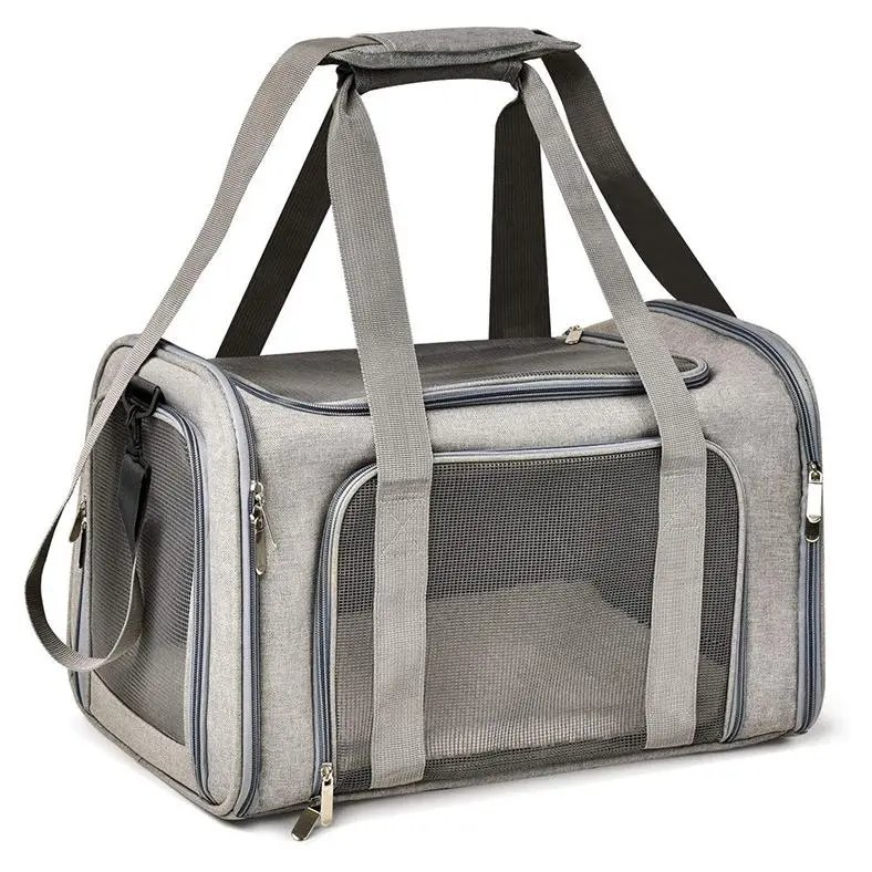 Soft-Sided Collapsible Pet Carrier Bag for Small Dogs & Cats Up to 16 lbs, Airline-Approved, Breathable Mesh Design, with Shoulder Strap & Removable Mat, Portable Pet Travel Accessory, Cat in a bag,doggy bag gift ideas