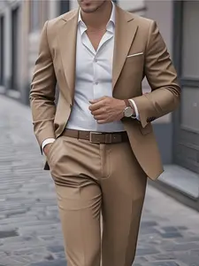 Men's.Suit 2pcs Set, Including Jacket And Trousers, Fashionable Formal Wear, Suitable for Parties, Gatherings And Weddings.