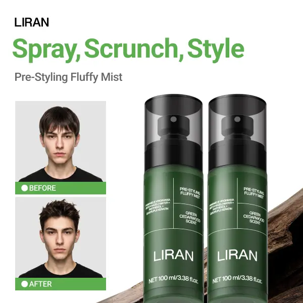 LIRAN Male Haircare Styling Prep & Volumizing Mist - Scented, Lightweight, Daily Matte Finish with All-Day Hold, Dual-Action Technology with Porous Volumizing Silica & Oil-Control Botanical Complex, Fresh Woody Fragrance  Father's Day Gift summeressential