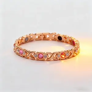 Ladies magnetic bracelet, eco-friendly alloy inlaid with diamonds, adjustable ladies bangle, adjustable size, diamond-decorated bracelet adjustable magnetic therapy ladies Valentine's Day gift