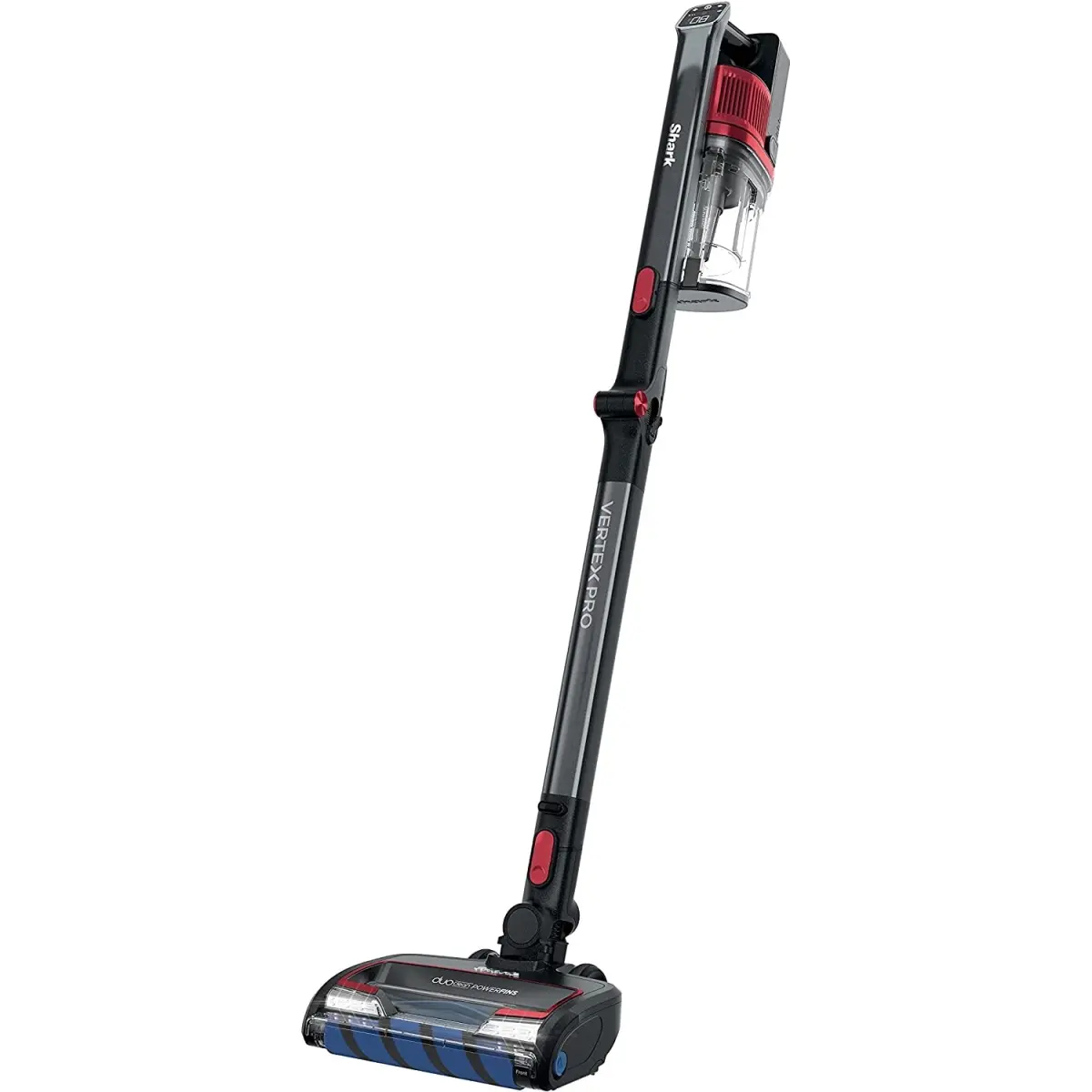 Shark IZ662H Vertex Pro Cordless Stick Vacuum - Grey, 46.5x14.7x10.24 in, 14 lbs, 60mins Runtime, 1 qt Capacity, Duo Clean Power Fins, LED Headlights, Self-Clean Roll, Foam and Felt Filters, HEPA Filter, IQ Display