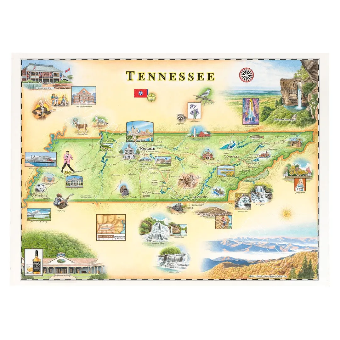 Xplorer Maps MAPTN Tennessee Hand-Drawn Map