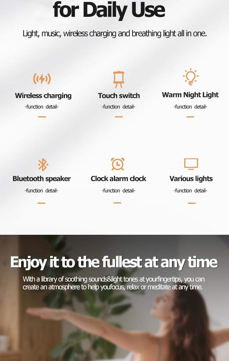 Wireless Speaker, 10W Bluetooth Speaker with 15W Wireless Charging, 13-Color Night Light, Alarm, White Noise, FM Radio, Portable, Stereo, TWS, BT5.3, for Home, Office & Bedroom (White)