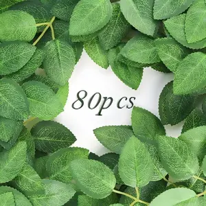 Artificial Roes Leaves 40/80 pcs Silk Greenery Fake Rose Flower Leaves for DIY Wedding Bouquets Centerpieces Arrangements Party Baby Shower Home Decorations