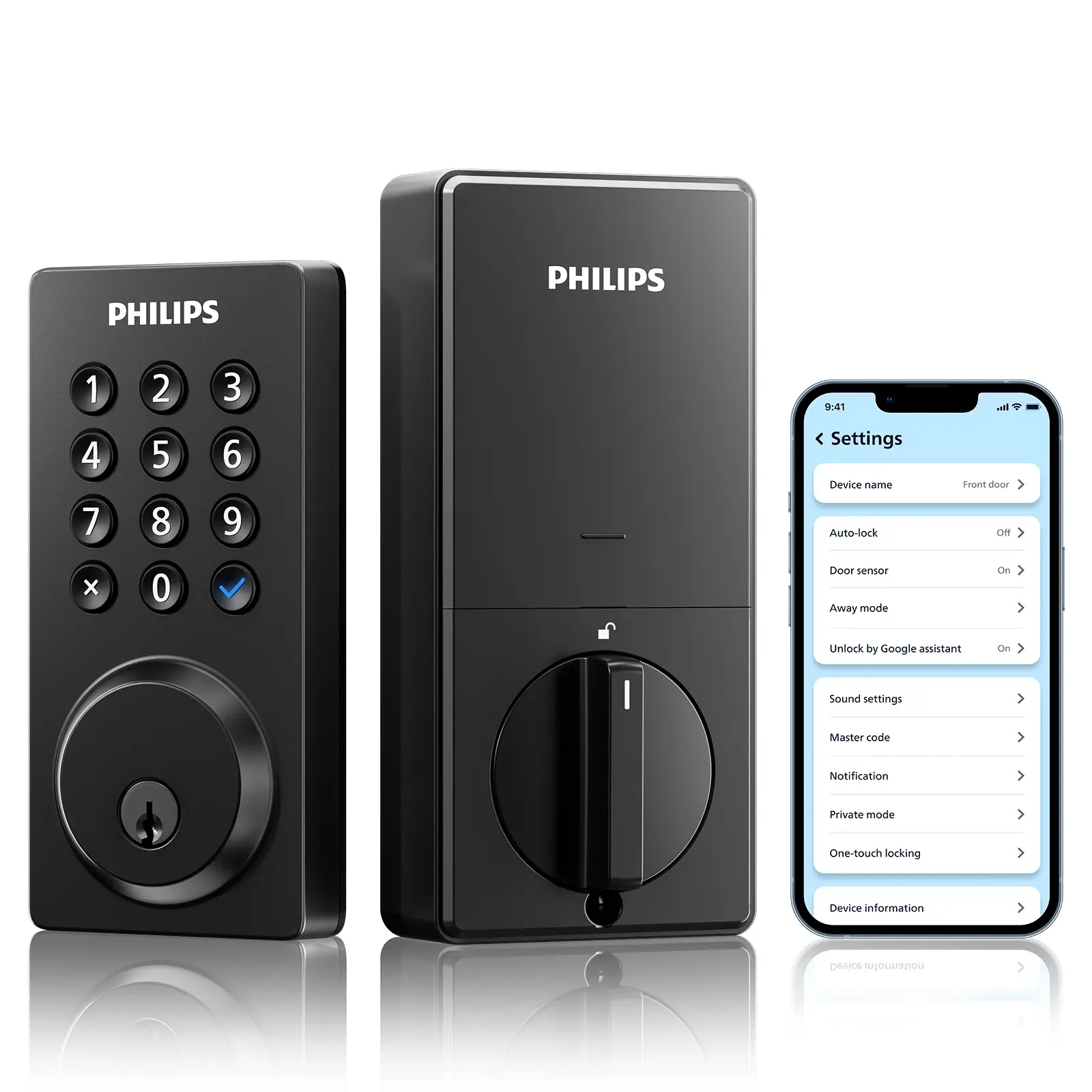 Philips Smart Lock, Smart Door Lock Built-in WiFi, App Remote Control, Keyless Entry Door Lock for Front Door, Deadbolt Lock Auto Lock, Support Alexa & Google, IP54 Waterproof, Black